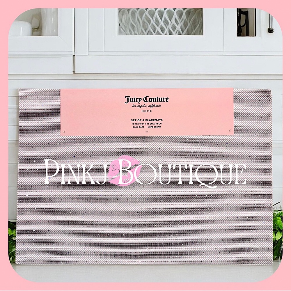 💗4pc {Juicy Couture} Home Pink Sparkles Kitchen {Placemats} Dinning Table Set!